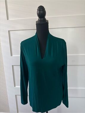 Talbots Deep Teal Long-Sleeve V-Neck Women's Top